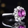 Luncy Jewelry 18k While Gold 1.55ct Unheated Purple Sapphire with Diamonds Jewellery Both of Ring and Pendant Can Be Used
