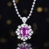 Luncy Jewelry 18k While Gold 1.55ct Unheated Purple Sapphire with Diamonds Jewellery Both of Ring and Pendant Can Be Used