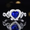 Luncy Jewelry 18k While Gold 1.08ct Heart Cut Unheated Royal Blue Sapphire with Diamonds Jewellery Ring for Engagement