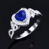 Luncy Jewelry 18k While Gold 1.08ct Heart Cut Unheated Royal Blue Sapphire with Diamonds Jewellery Ring for Engagement