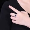 Luncy Jewelry 18k While Gold 1.08ct Heart Cut Unheated Royal Blue Sapphire with Diamonds Jewellery Ring for Engagement