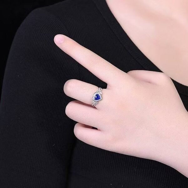 Luncy Jewelry 18k While Gold 1.08ct Heart Cut Unheated Royal Blue Sapphire with Diamonds Jewellery Ring for Engagement