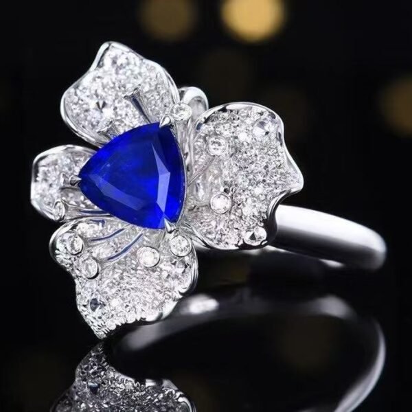 微信图片_20250505151734 Luncy Jewelry 18k While Gold 1.74ct Unheated Royal Blue Sapphire with Diamonds Jewellery Both of Ring and Pendant Can Be Used