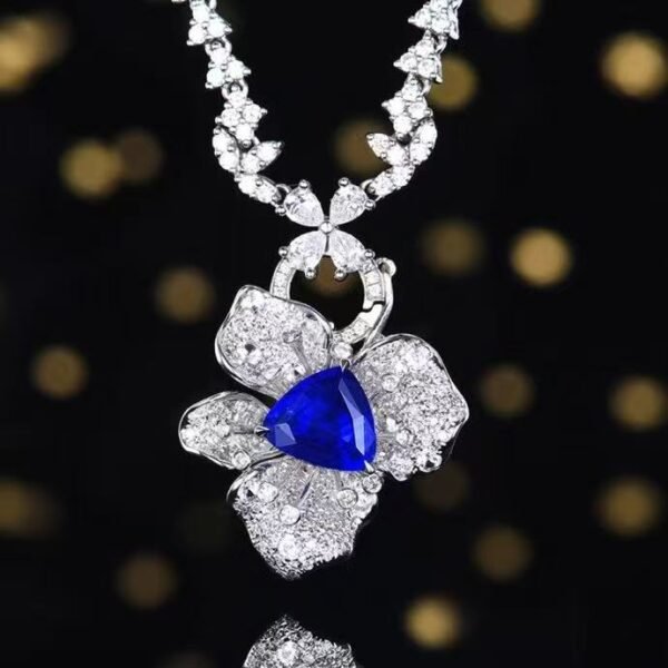 微信图片_20250505151744 Luncy Jewelry 18k While Gold 1.74ct Unheated Royal Blue Sapphire with Diamonds Jewellery Both of Ring and Pendant Can Be Used