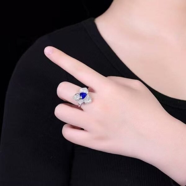 微信图片_20250505151747 Luncy Jewelry 18k While Gold 1.74ct Unheated Royal Blue Sapphire with Diamonds Jewellery Both of Ring and Pendant Can Be Used