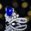 微信图片_20250505154444 Luncy Jewelry 18k While Gold 2.84ct Pear Cut Unheated Royal Blue Sapphire with Diamonds Jewellery Ring for Wedding and Parties