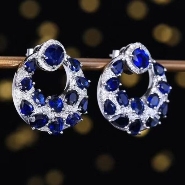 微信图片_20250505160244 Custom Luncy Jewelry 18k White Gold 7.12ct Natural Sapphire Stud Earrings with Diamonds Jewellery for Parties to Women