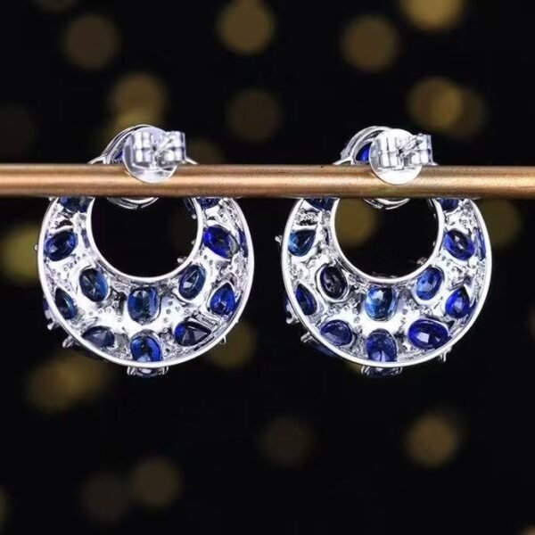 微信图片_20250505160247 Custom Luncy Jewelry 18k White Gold 7.12ct Natural Sapphire Stud Earrings with Diamonds Jewellery for Parties to Women