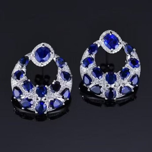 微信图片_20250505160250 Custom Luncy Jewelry 18k White Gold 7.12ct Natural Sapphire Stud Earrings with Diamonds Jewellery for Parties to Women