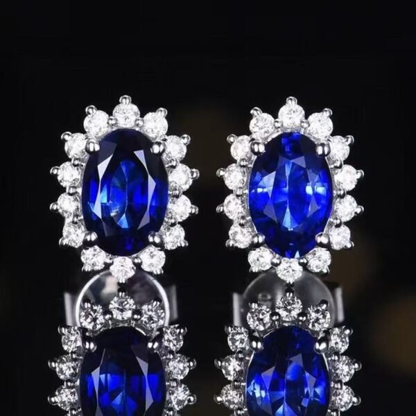 微信图片_20250505161809 Luncy Jewelry 18k Gold 0.99ct Oval Cut Natural Royal Blue Sapphire with Diamonds Jewellery Earrings for Gift to Women