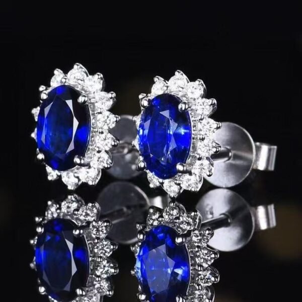 微信图片_20250505161812 Luncy Jewelry 18k Gold 0.99ct Oval Cut Natural Royal Blue Sapphire with Diamonds Jewellery Earrings for Gift to Women