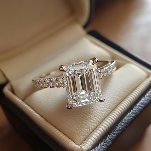 Manufacturer Custom Dropshipping Fine Jewelry GRA 14K Gold 3ct Emerald Cut VVS Moissanite Diamond Jewellery Engagement Ring
