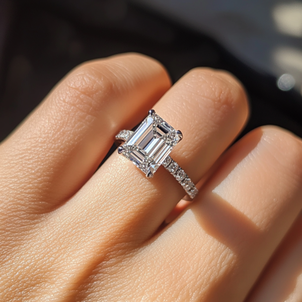 Manufacturer Custom Dropshipping Fine Jewelry GRA 14K Gold 3ct Emerald Cut VVS Moissanite Diamond Jewellery Engagement Ring