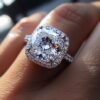 Manufacturer Custom Dropshipping Fine Jewelry GRA 14K Gold 3ct Cushion Cut VVS Moissanite Diamond Jewellery Engagement Ring