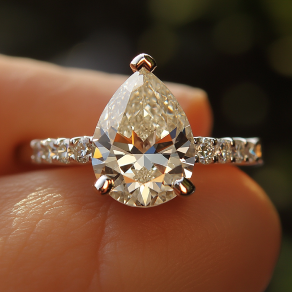 微信图片_20250516113714 Manufacturer Custom Dropshipping Fine Jewelry GRA 14K While Gold 3ct Pear Cut VVS Moissanite Diamond Jewellery Engagement Ring