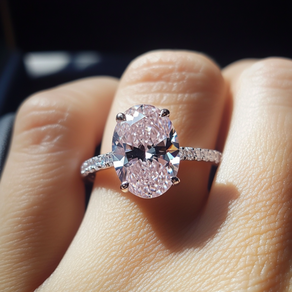 微信图片_20250516160735 Manufacturer Custom Dropshipping Fine Jewelry GRA 14K White Gold 3ct Oval Cut VVS Pink Moissanite Diamond Jewellery Ring