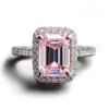 Manufacturer Custom Dropshipping Fine Jewelry GRA 14K Gold 3ct Emerald Cut VVS Pink Moissanite Diamond Jewellery Engagement Ring