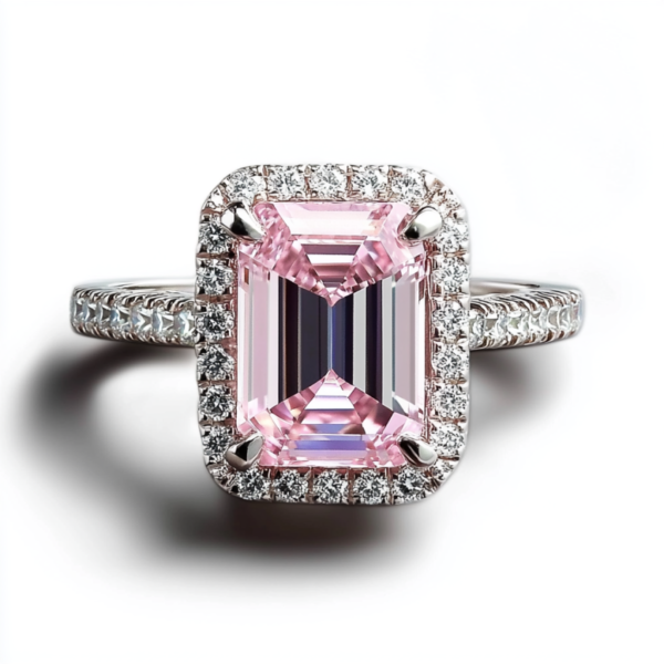 Manufacturer Custom Dropshipping Fine Jewelry GRA 14K Gold 3ct Emerald Cut VVS Pink Moissanite Diamond Jewellery Engagement Ring