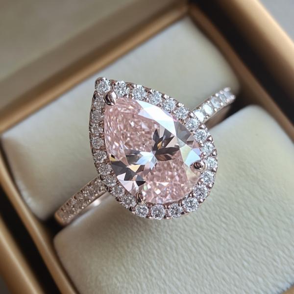 微信图片_20250516171007 Manufacturer Custom Dropshipping Fine Jewelry GRA 14K Gold 3ct Pear Cut VVS Pink Moissanite Diamond Jewellery Engagement Ring