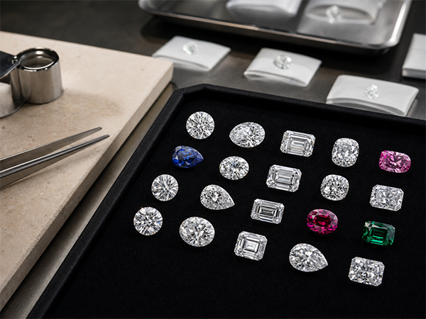 Loose lab-grown diamonds and gemstones cut by SGARIT