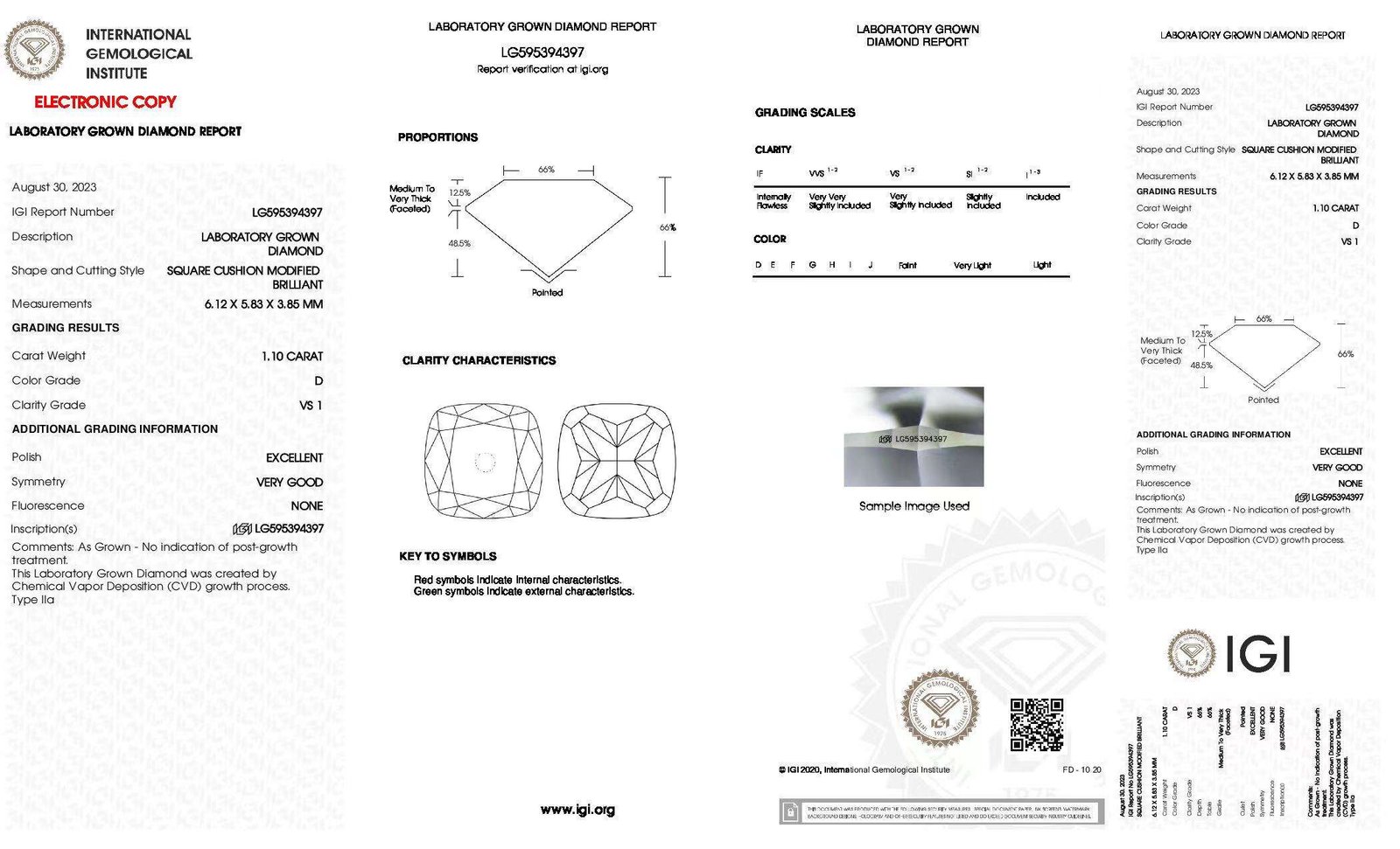 IGI lab-grown diamond report